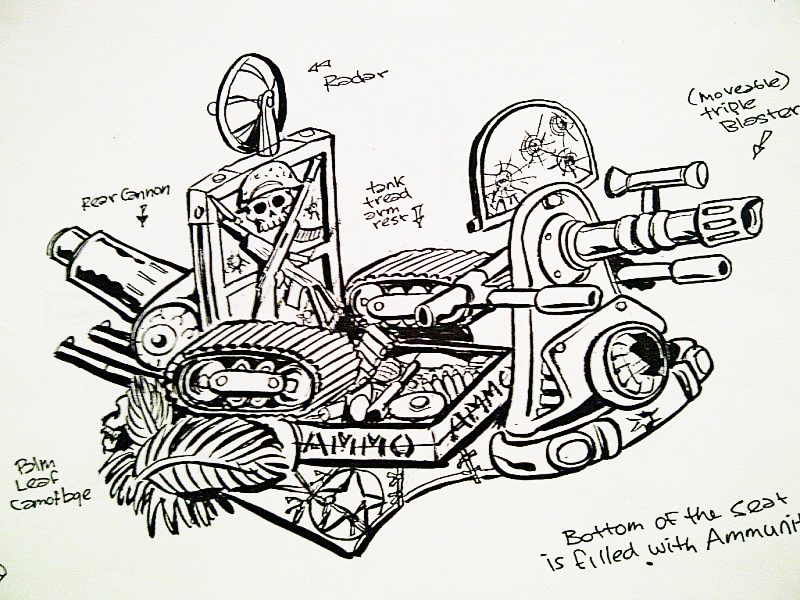 "MEGA MUTANTS" TEENAGE MUTANT NINJA TURTLES :: "ARMY ANT" / ..unreleased M.M. toy - "cockpit seat" (( 1990 ))  [[ Art and courtesy of D. Arshawsky ]]