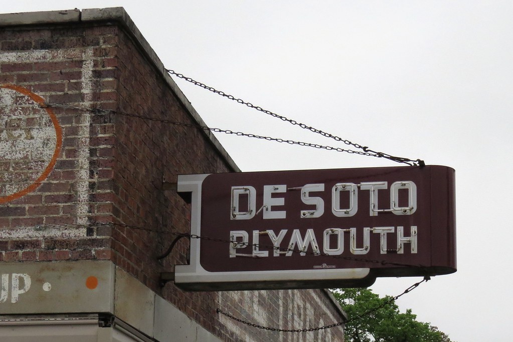 DeSoto Plymouth Sign | The vintage dealer sign still hangs o… | Flickr