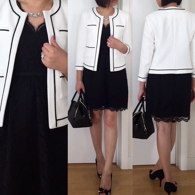 Ann Taylor Collarless Tipped Jacket Styled 5 Ways 