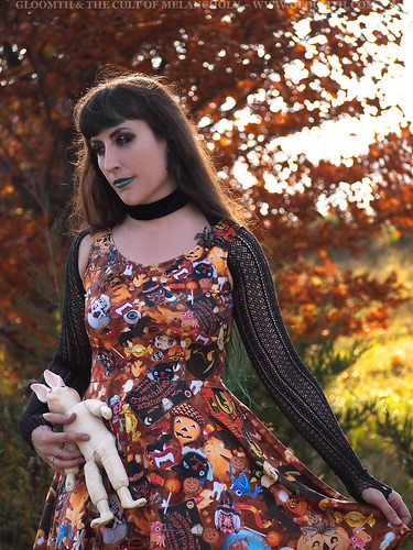 retro halloween print fabric dress