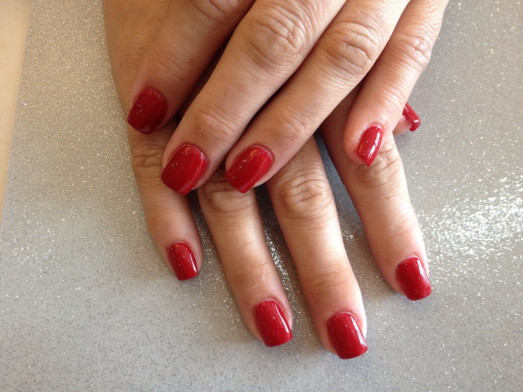 red gel nail design