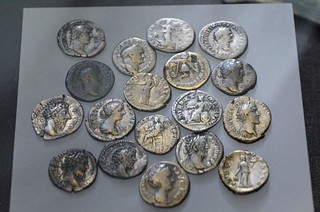 Roman silver denarius coins