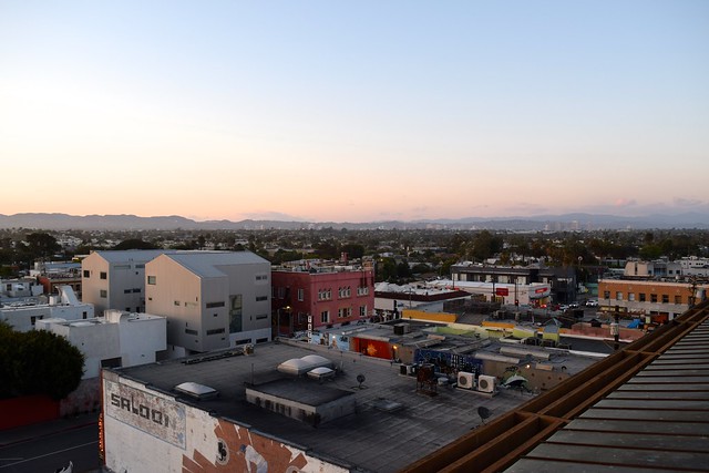 Los Angeles at Sunset from High Rooftop Lounge, Venice