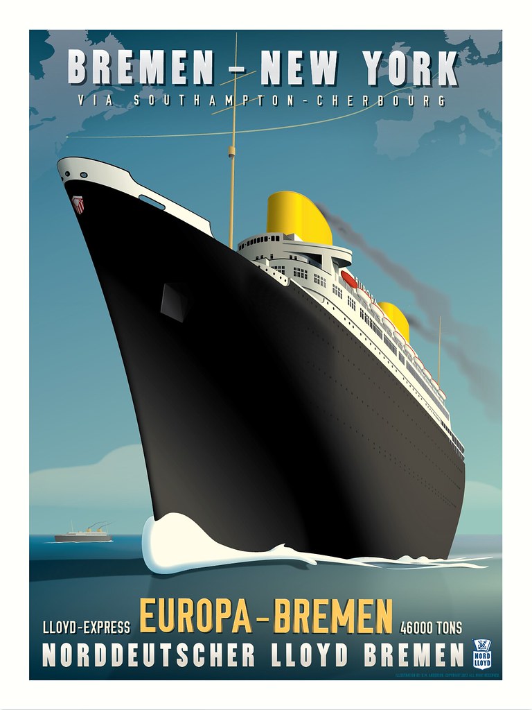 SS Europa Art Deco Travel Poster | Based on a sketch from my… | Flickr