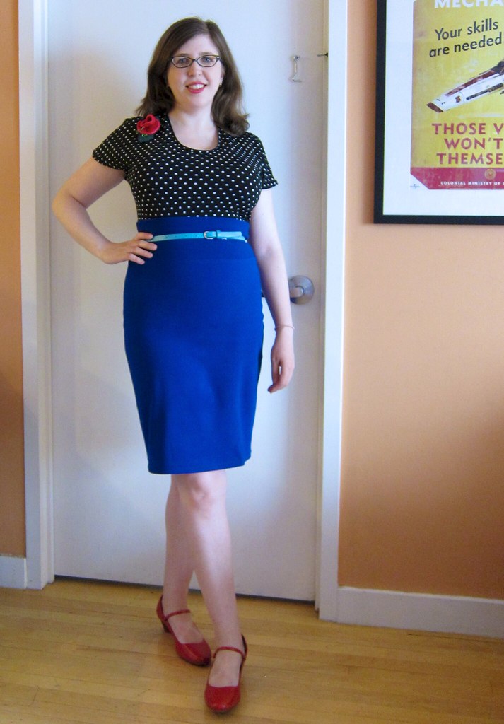 Burdastyle Melissa High-Waisted Blue Ponte Pencil Skirt