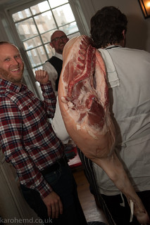 Whole side of pig butchery
