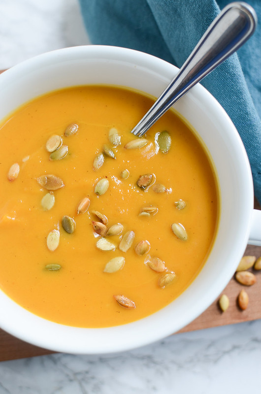 Autumn Squash Soup (Panera Copycat) - this is the best fall soup and so easy! Vegetarian and full of butternut squash and pumpkin!