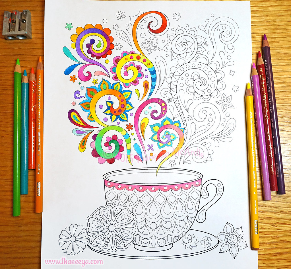 calming coloring pages tea cups - photo #21