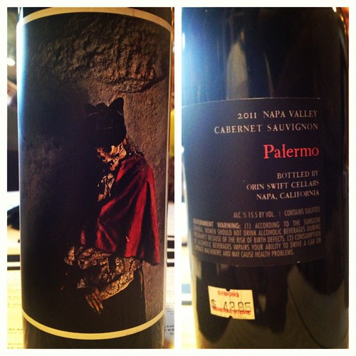 Orin Swift "Polermo" Cabernet. The city of Polermo in Sicily is known for its catacombs which are amazing and a little creepy at the same time but hence this bottles wine label.