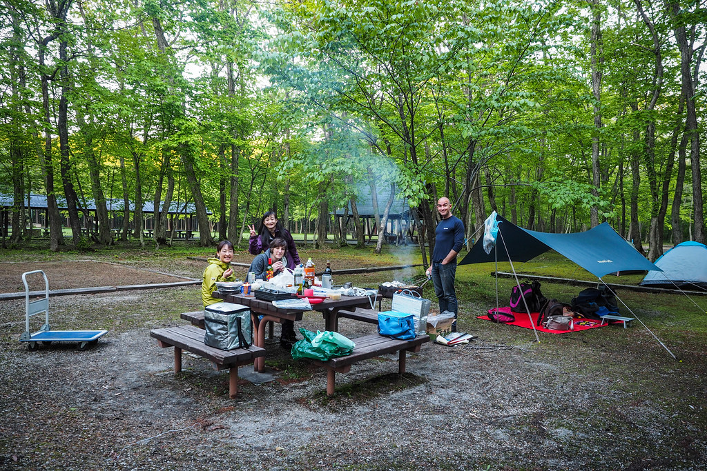 Camping and BBQ in Aoba Park, Chitose City, Hokkaido, Japan