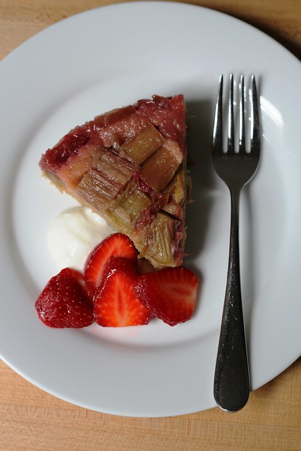 rhubarb upside-down brown sugar cake