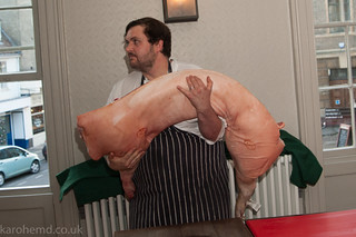 Whole side of pig butchery