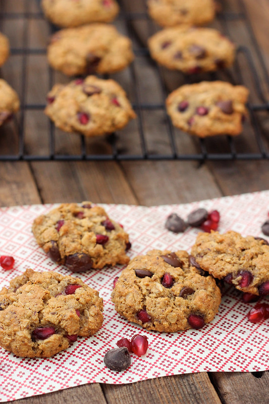 Pomegranate Chocolate Chip Oatmeal Cookies (Gluten-Free and Vegan)