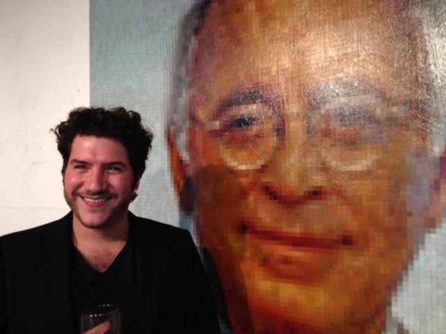 Artist Brian Batt with his portrait of Tony Goldman at Kelly Roy Gallery - 11220794535_ebf02144db_z