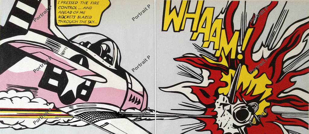 Roy Lichtenstein Whaam Diptych Canvas Poster Hand-Painted Painting ...