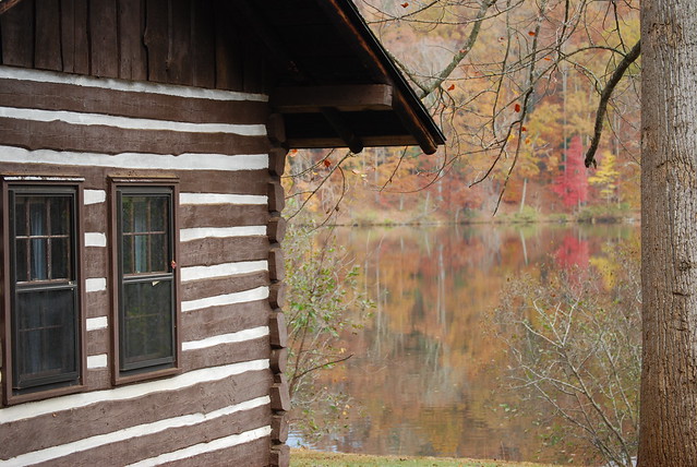This is cabin 2. Stay in a cozy cabin next to the water this fall at Fairy Stone State Park, Va