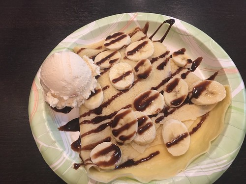 banana crepe with gelato ice cream