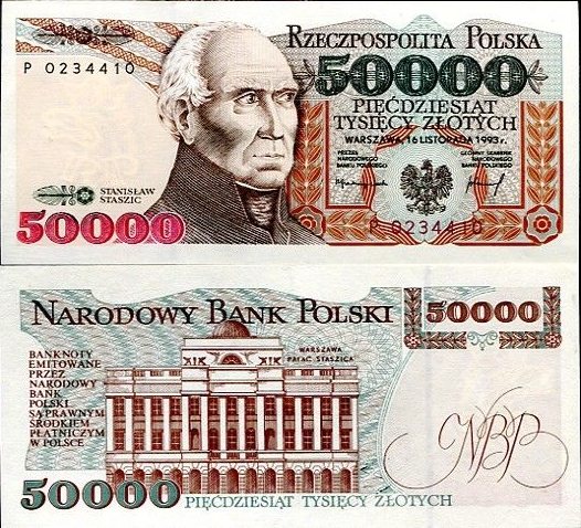 50 000 zlotych Poľsko 1993, Pick 159