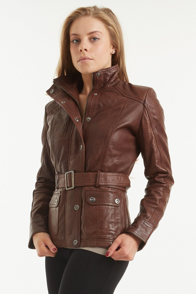 Women's Belted Brown Leather Biker Jacket Isabella | Flickr