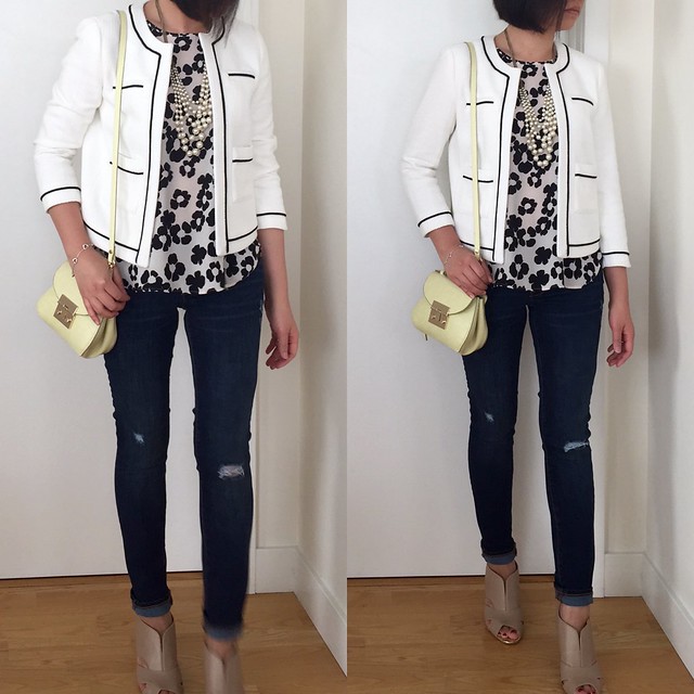  Ann Taylor Collarless Tipped Jacket Styled 5 Ways