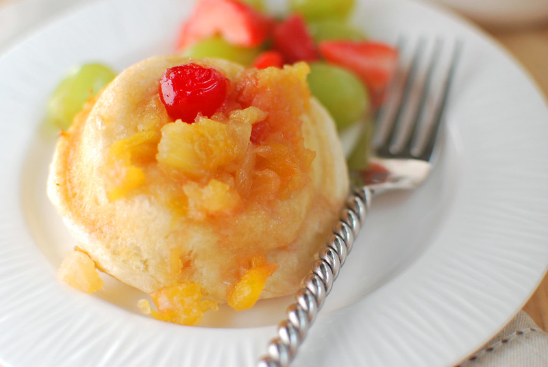 Pineapple Upside Down Biscuits - canned biscuits filled with a brown sugar pineapple mixture and baked until golden brown! A quick and easy breakfast!