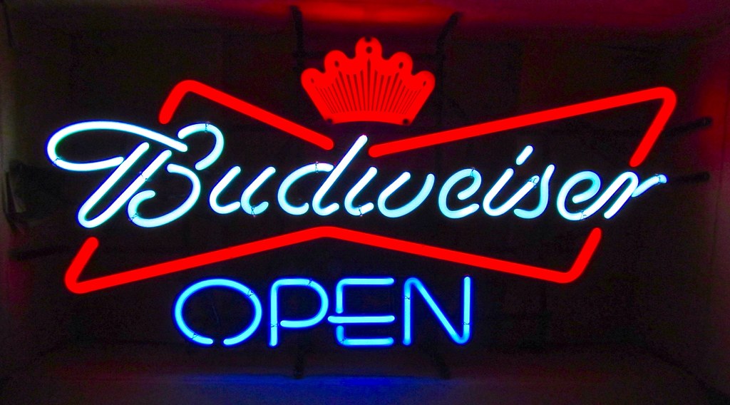 budweiser neon sign open signs flickr beer