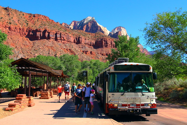 IMG_5096 Shuttle Bus at Visitor Center, Zion National Park