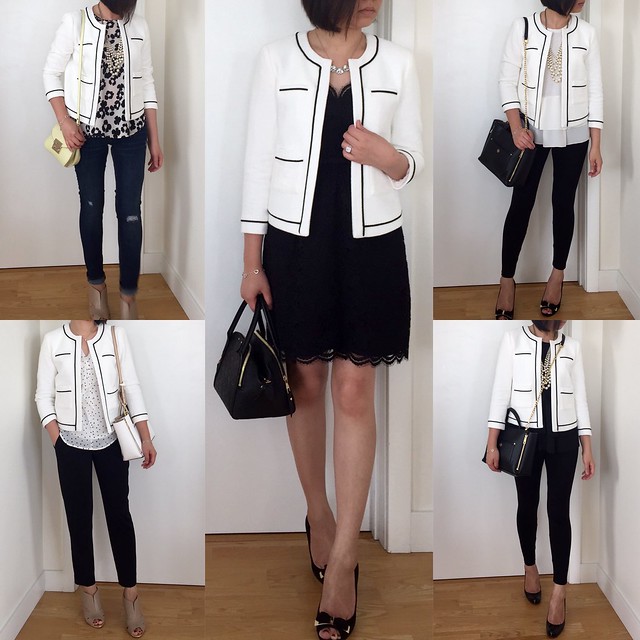  Ann Taylor Collarless Tipped Jacket Styled 5 Ways