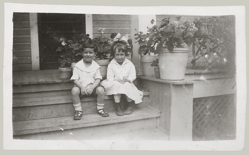 Two children on the steps