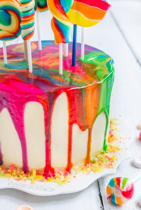 Psychedelic Rainbow Swirl Lollipop Cake  www 