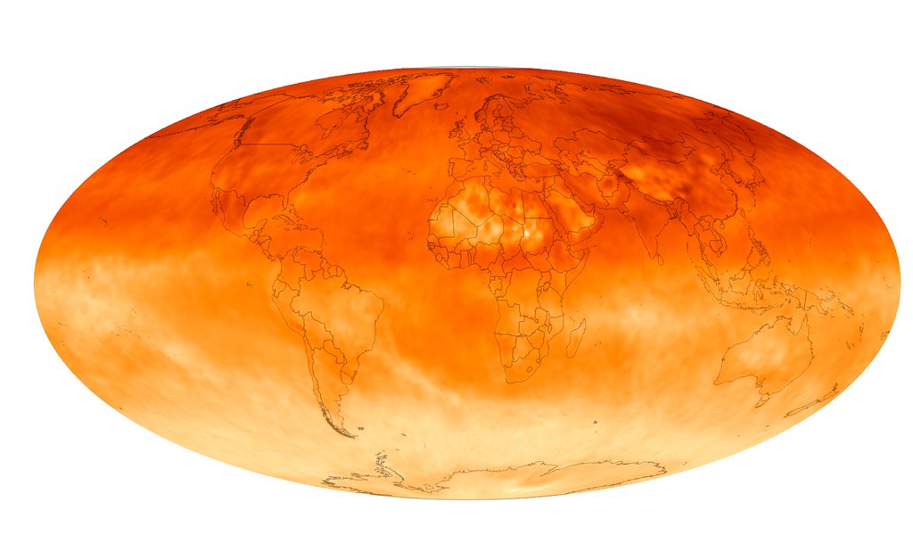 2016年全球甲烷分布圖。圖片來源：NASA