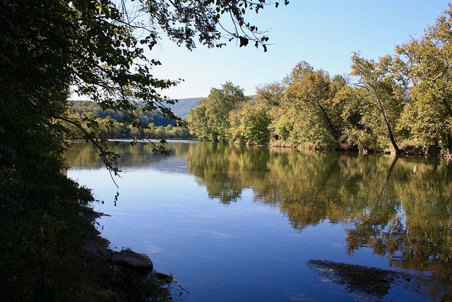 The Shenandoah River, peaceful, calm, and beautiful at Shenandoah River State Park, Virginia