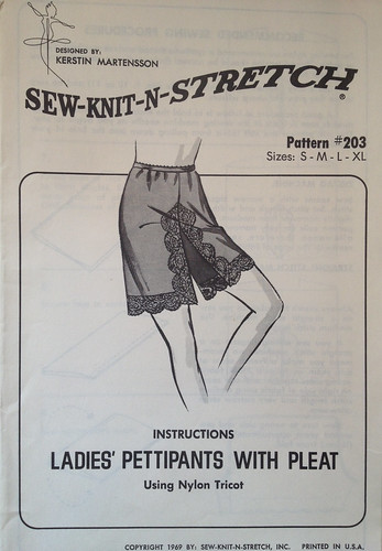 Vintage Sewing Pattern Ladies Lingerie Lace Trimmed Pettipants With Pleat  1969 Sew Knit N Stretch 203 Nylon Tricot Underwear Size S-M-L-XL 