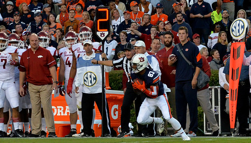 The eDown marker is shown during the football game against Arkansas.