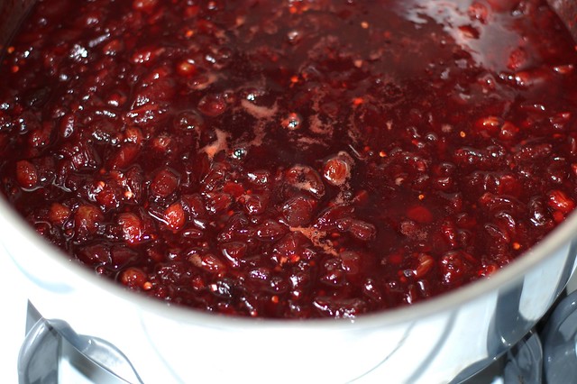 Sweet cherry and onion chutney cooking by Eve Fox, the Garden of Eating, copyright 2015
