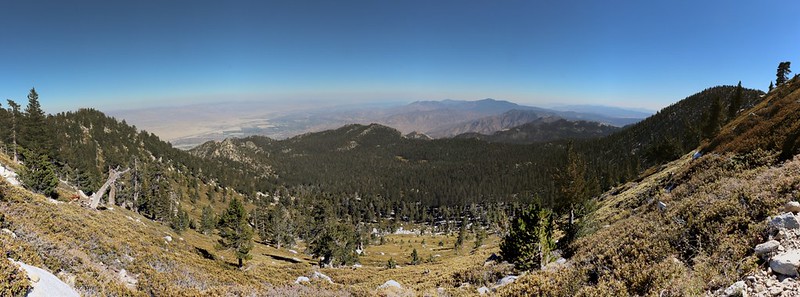 Panorama view south with Rabbit Peak and Toro Peak in the distance from the San Jacinto Peak Trail