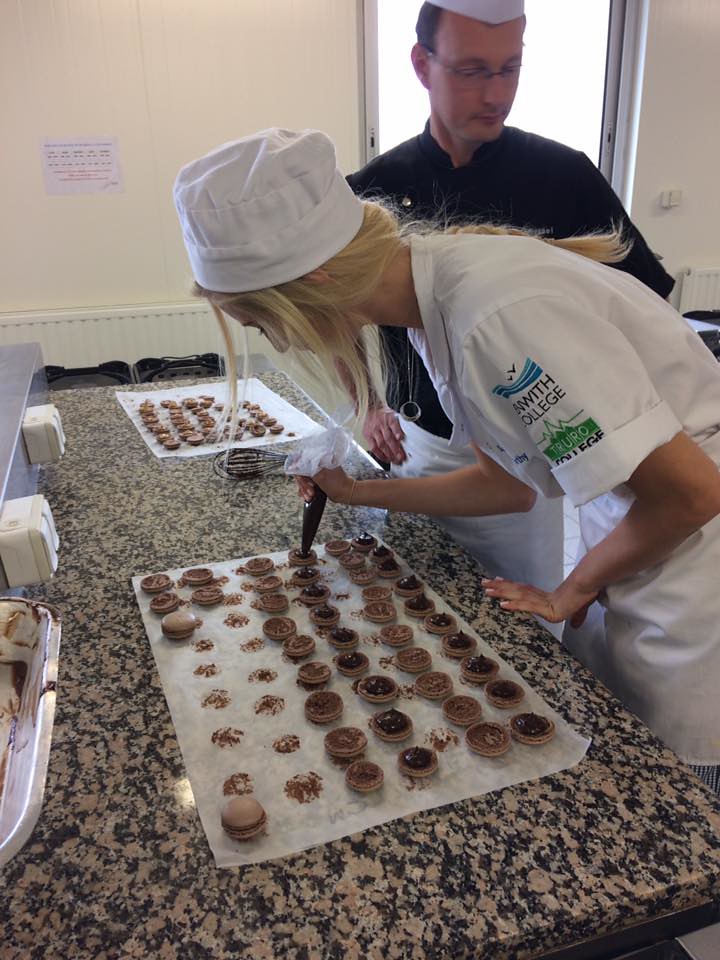 Penwith College learner making macroons