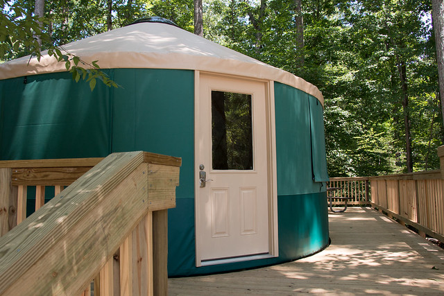 An oasis of privacy and no tent stakes to trip over in your campsite! A new Yurt at Pocahontas State Park offers glamping in Virginia