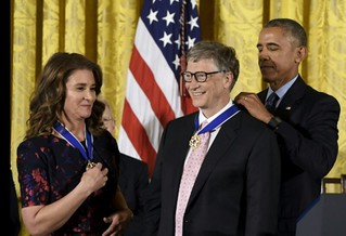 Obama giving Medal of Freedom to Bill and Melinda Gates