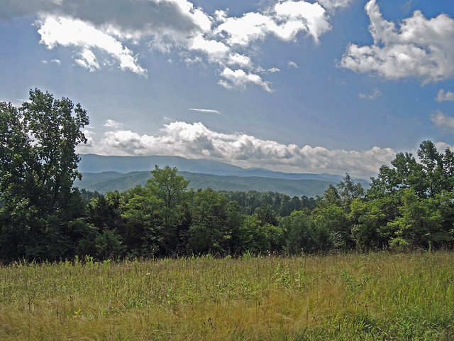 Spectacular views of the mountains and meadows from Natural Bridge State Park, Virginia