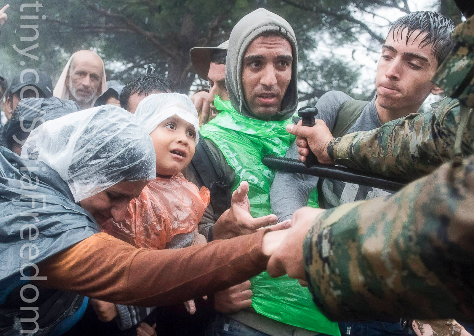 Thousands of people braved torrential downpours to cross Greece's northern border with Macedonia | by FreedomHouse