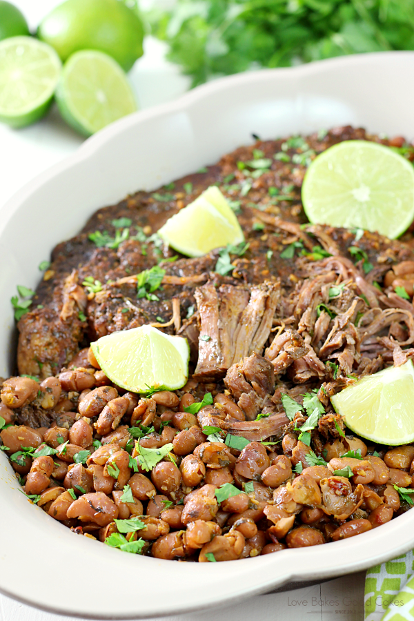 Mexican Pot Roast in a dish with cilantro.