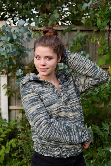 Anna's 'Amused' sweater in It's a Stitch Up Awesome Aran 'Iskald'