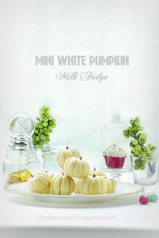 Mini White Pumpkin shape Milk Fudge with Dry fruit Filling