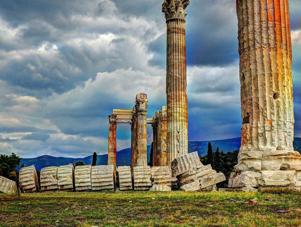 The Monumental Temple Of Olympian Zeus In Athens