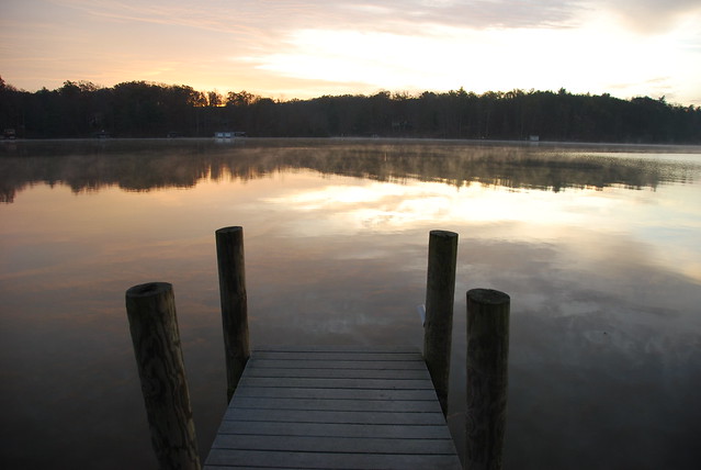 Sunrise from the dock at our cabin 5 at Lake Anna State Park, Virginia