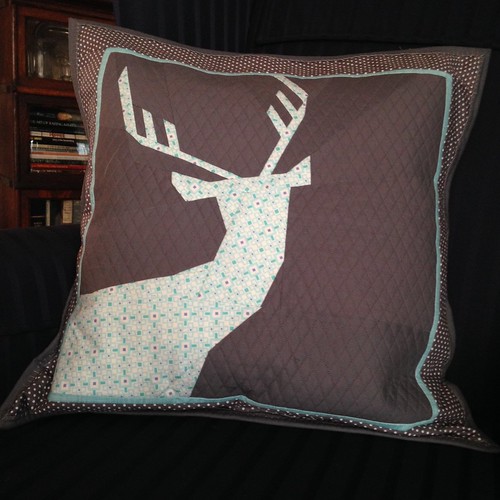 Paper pieced deer as a pillow