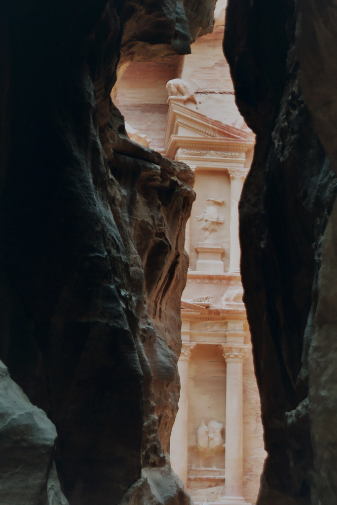 First sight of Petra's main temple, Jordan