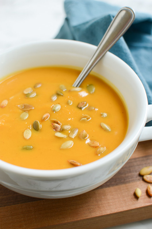 Autumn Squash Soup (Panera Copycat) - this is the best fall soup and so easy! Vegetarian and full of butternut squash and pumpkin!