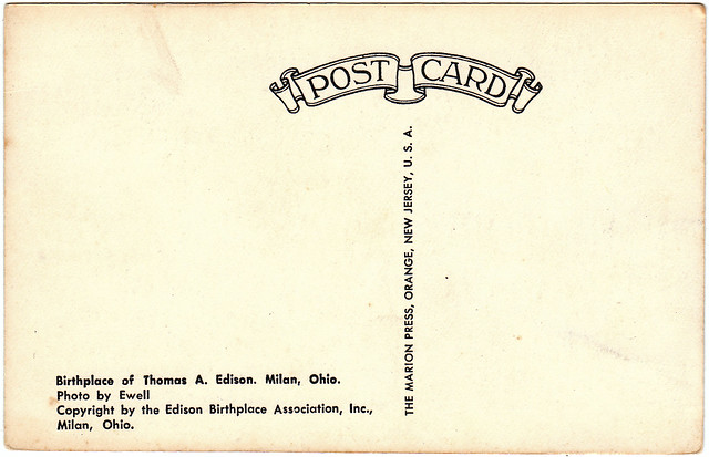 Back of Birthplace of Thomas A. Edison, Milan, Ohio (Date Unknown)